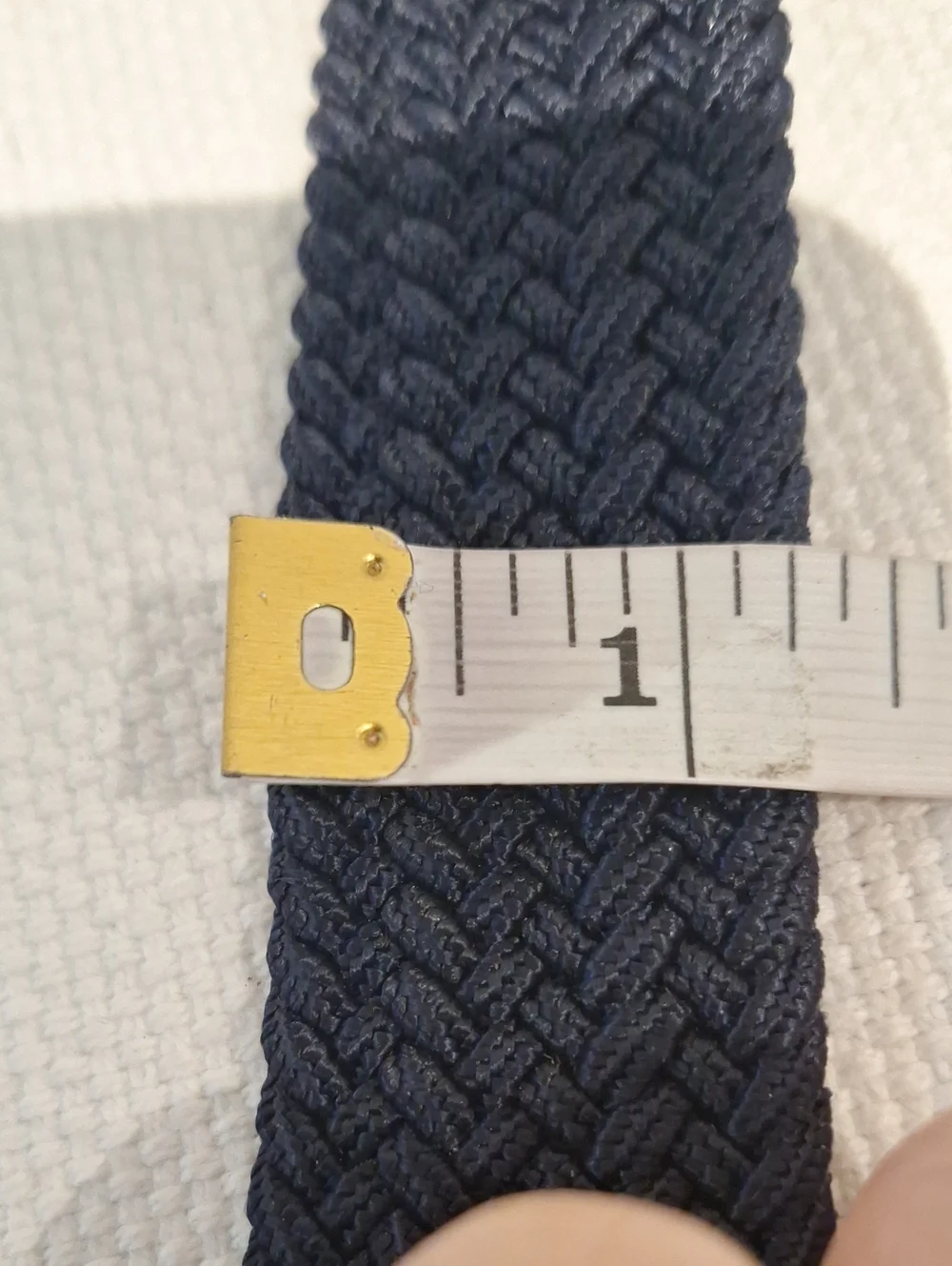 Larsson & Co. Woven Corded Navy Stretch Belt with Brass Buckle